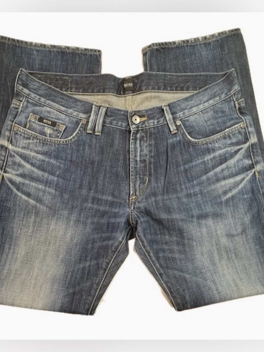 Hugo Boss Men's Straight Jeans in Washed Blue Denim Size W36 L32 Price $75